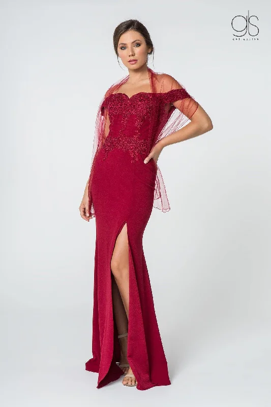 Maternity dress for a baby's first bus ride Long Formal Off Shoulder Fitted Evening Dress