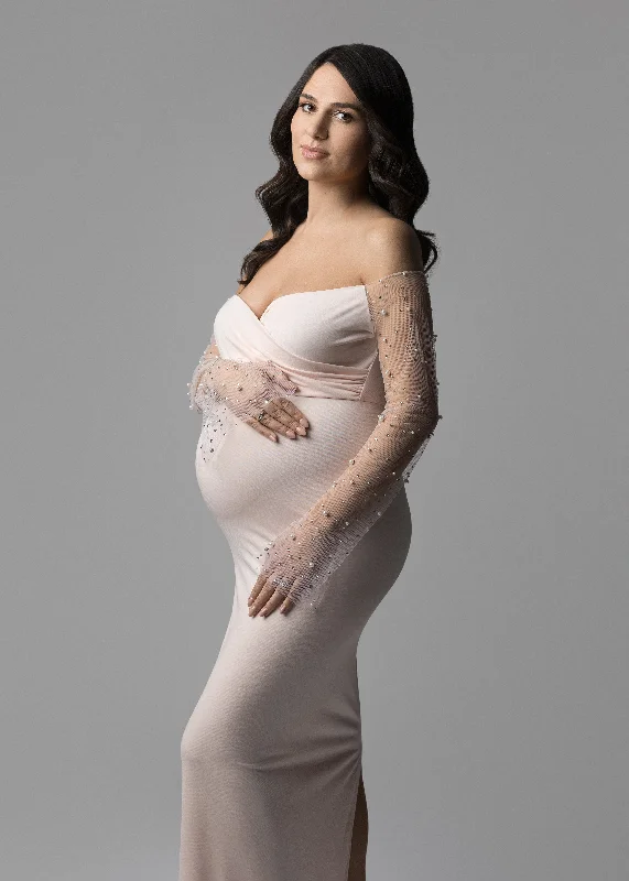 Maternity dress for a baby's first visit to the park playground Elle Maternity Baby Shower Dress