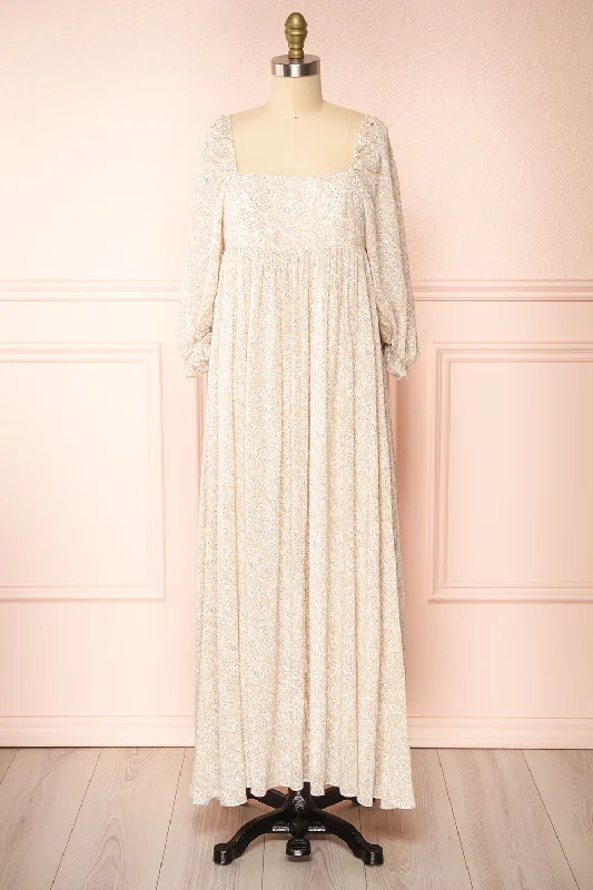 Mini dresses with polka dot patterns Ninon | Patterned Square Neck Maxi Dress