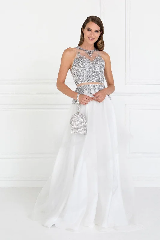 Maternity dress for a baby's first visit to the bird sanctuary Two-Piece Illusion Sweetheart Mermaid Long Prom Dress