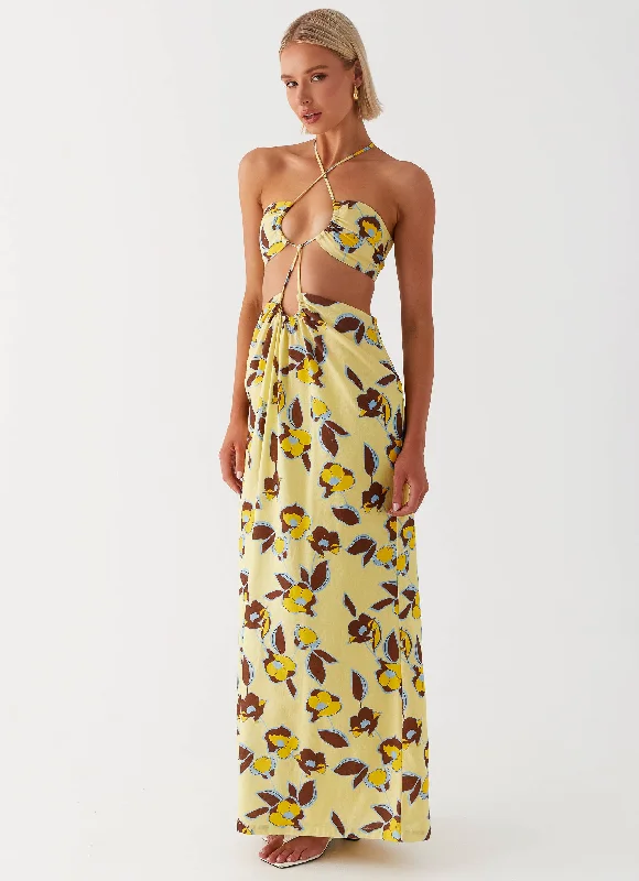 Everyday Dress with Flutter Sleeves for a Feminine Look​ Nora Linen Maxi Dress - Primrose
