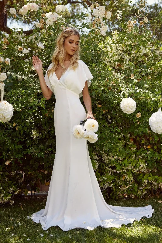 Sequined wedding dresses for a glamorous look​ Wedding guest dresses with button - down fronts and A - line silhouettes Long A-Line Wedding Gown