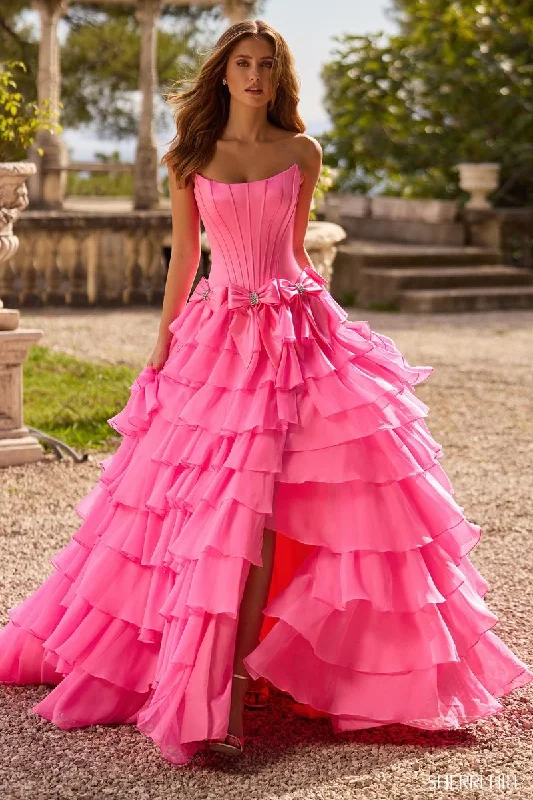 Mini dresses with wrap - around styles Sherri Hill Corset Ruffle Ball Gown Prom Dress 57225 - B