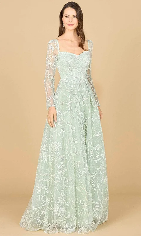 Sleeveless wedding dresses with a beaded belt​ Wedding guest dresses with ruched bodices and spaghetti straps Lara Dresses 29151 - Floral Lace Long Sleeve Dress