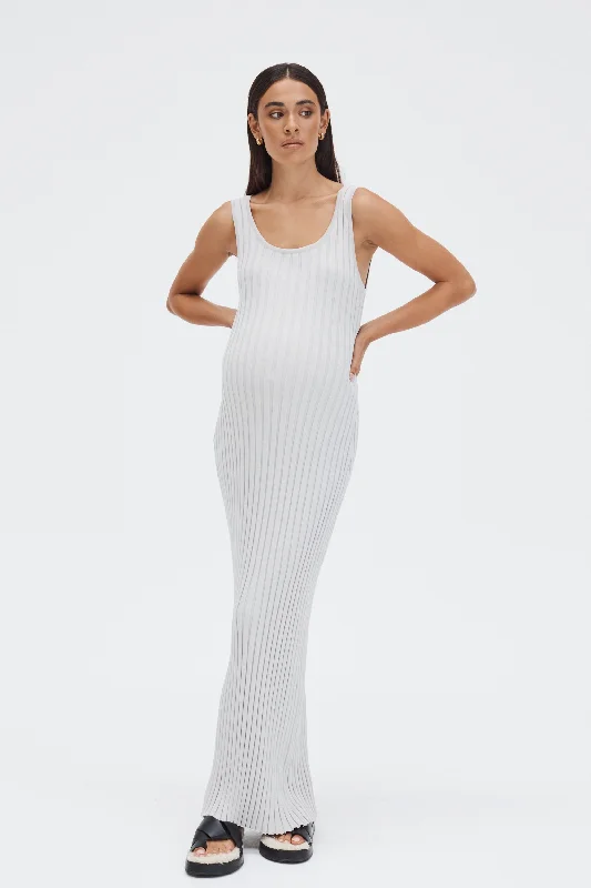 Maternity dress for a baby's naming ceremony Scoop Neck Luxe Dress (Stone)