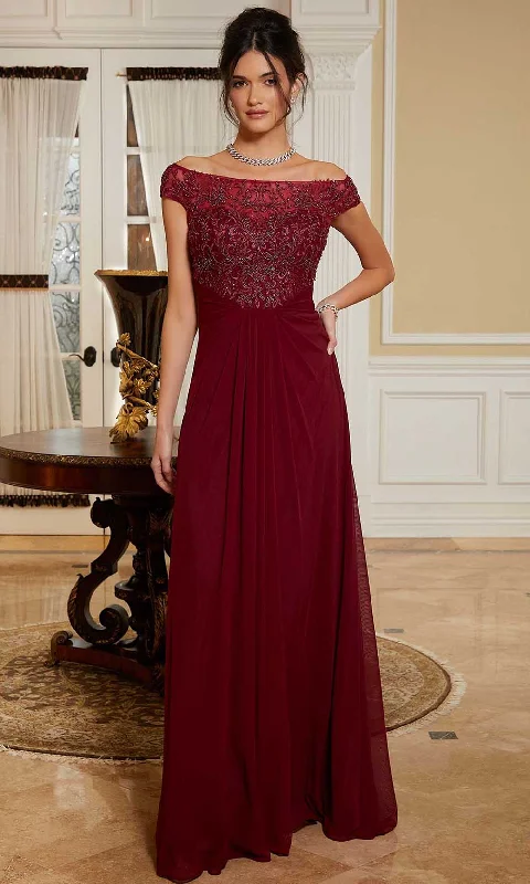 A - line chiffon wedding dresses for a classic look​ Sheath - style wedding guest dresses with lace overlays MGNY By Mori Lee 72823 - Embroidered Bodice Evening Gown