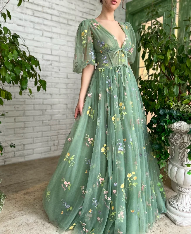 Mini dresses with ruched bodices for a feminine touch Flourishing Meadow Gown