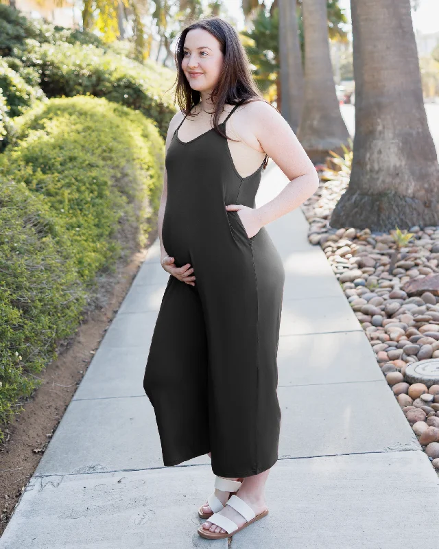 Maternity dress for a baby's first visit to the herb garden Charlie Maternity & Nursing Romper | Black