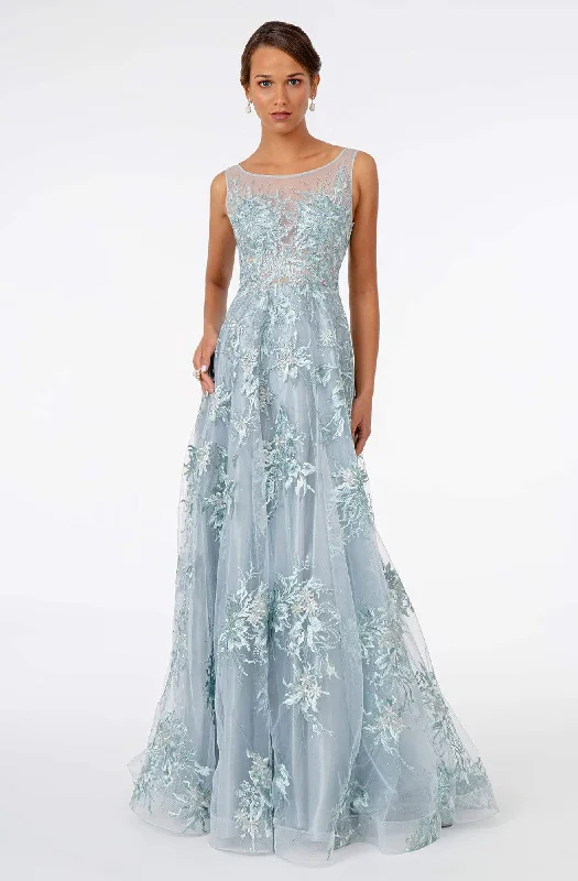 Silk wedding dresses with a smooth and luxurious feel​ Wedding guest dresses with cut - out details and midi lengths GLS by Gloria - GL2979 Embroidered Bateau A-Line Gown