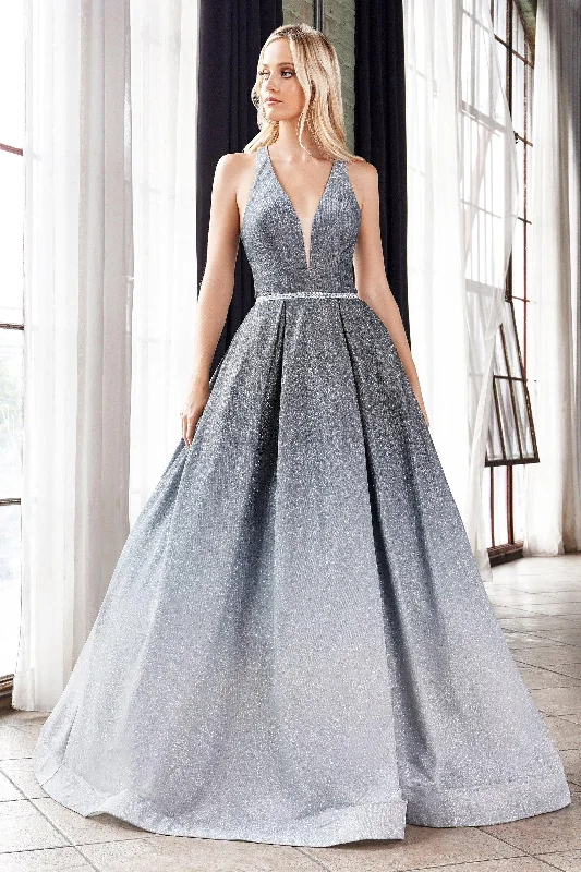 Maternity dress for a baby's first visit to the art gallery Cinderella Divine J8737 Prom Long Formal Halter Glitter Ball Gown
