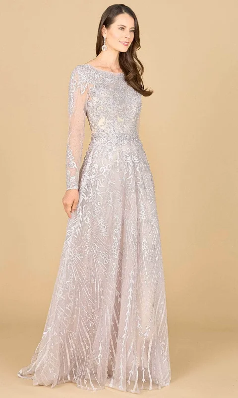 Trumpet - style wedding dresses with a train​ Long - sleeved wedding guest dresses in velvet for a winter wedding Lara Dresses 29154 - Illusion Lace Embroidered Gown