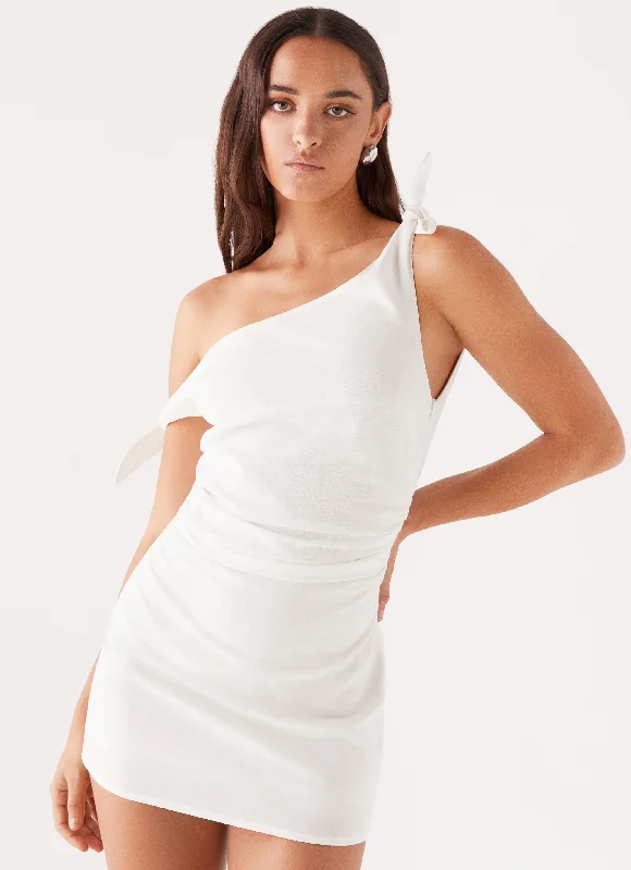 Everyday Dress with Beaded Embellishments for a Luxurious Look​ Amazonia Linen Mini Dress - White