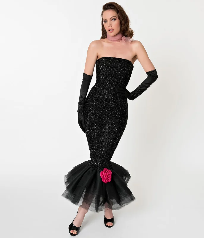 Everyday Maxi Dress with Floral Print​ Barbie™ x Unique Vintage Black Solo In The Spotlight Strapless Wiggle Dress