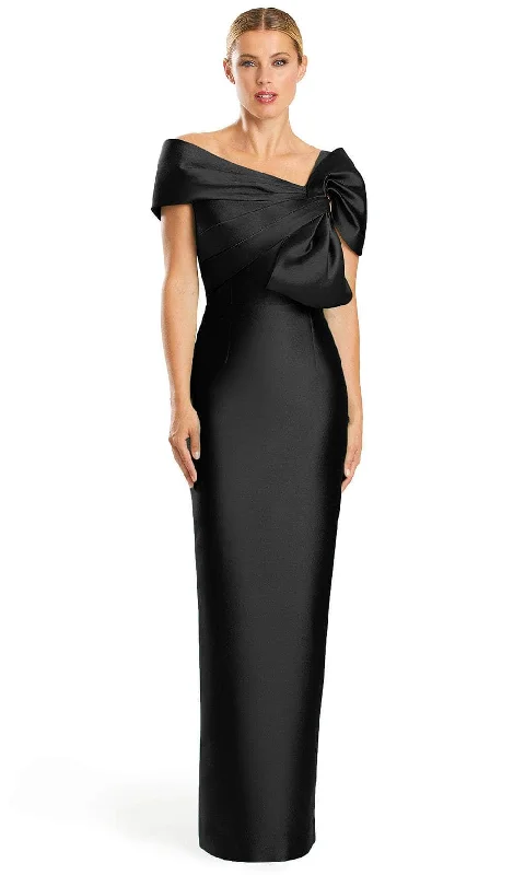 Short - length wedding dresses with a flirty skirt​ Sleeveless wedding guest dresses with ruffled hems Alexander by Daymor 1885F23 - Off-Shoulder Bow Accented Evening Dress