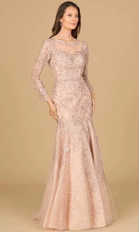 Wedding dresses with a detachable skirt for versatility​ Mini wedding guest dresses with glittery accents for a trendy look Lara Dresses 29130 - Long Sleeve Mermaid Evening Gown