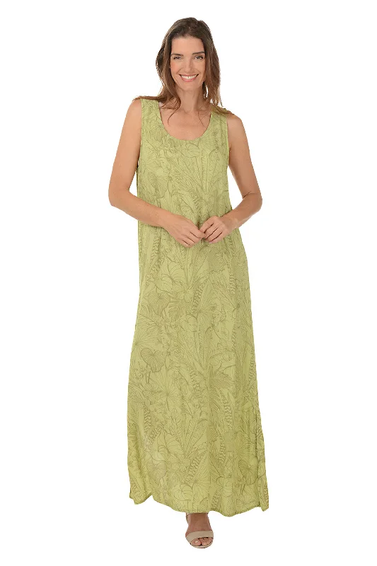 Button - Front Casual Dresses with Decorative Buttons​ Lush Tropics Sleeveless Maxi Dress