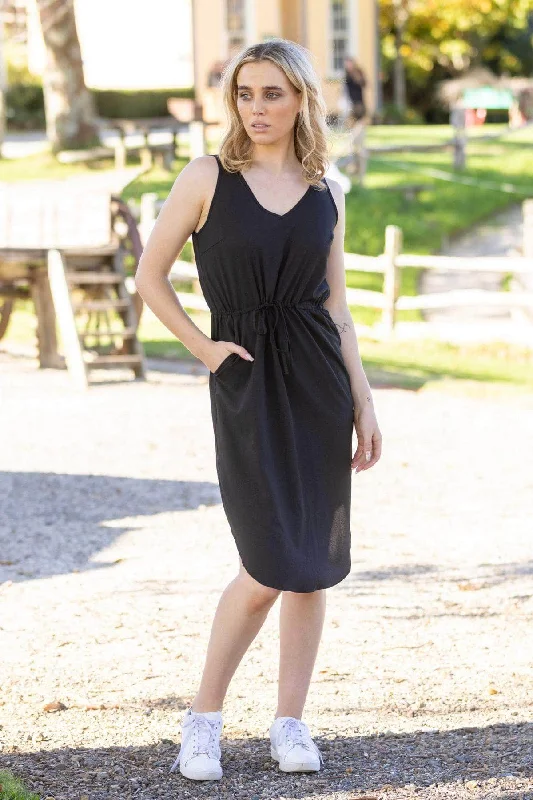 A - line midi dresses with floral prints for spring brunches Simone Midi Dress Black