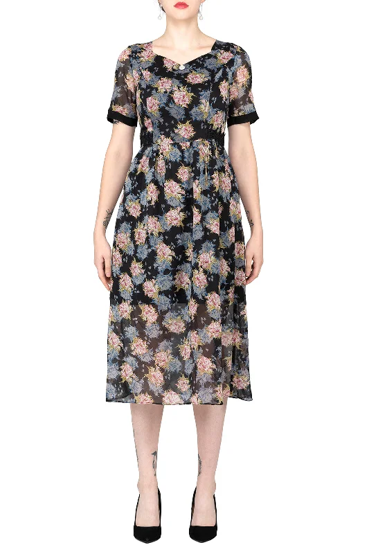  TWO PEARS-Flowy Floral Print Dress