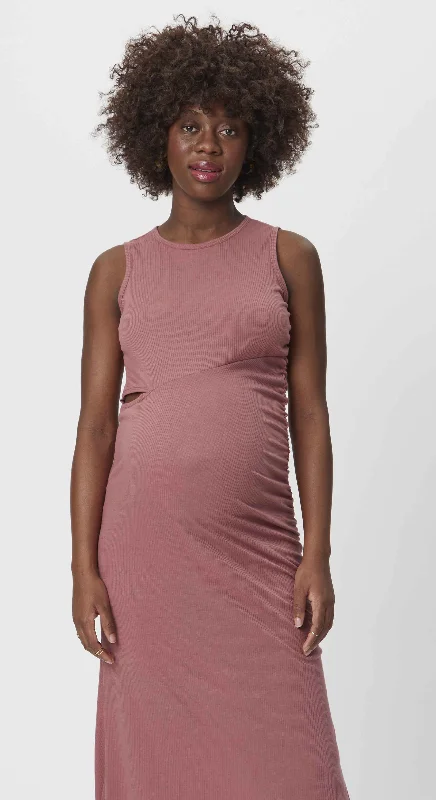Maternity dress for a baby's first visit to the park playground Maxi Maternity Dress with Cut Out