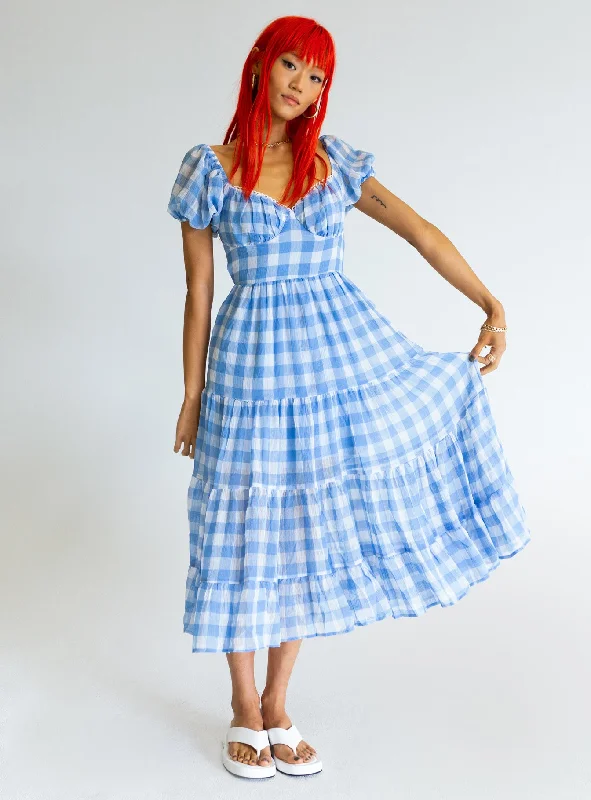 Midi dresses with button - front designs for a classic touch Danny Midi Dress Blue