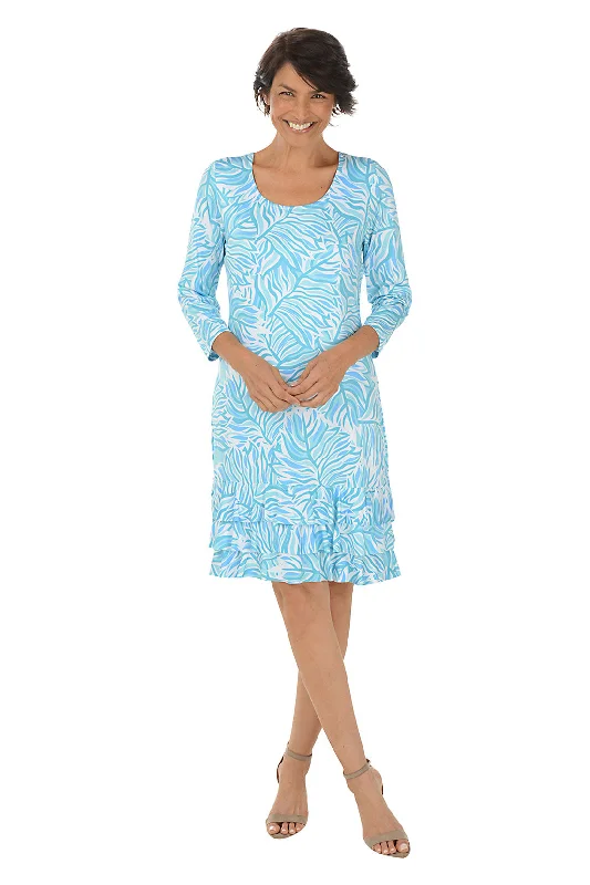 Party Casual Dresses for a Night Out​ Tiger Leaf 3/4 Sleeve Ruffle Dress