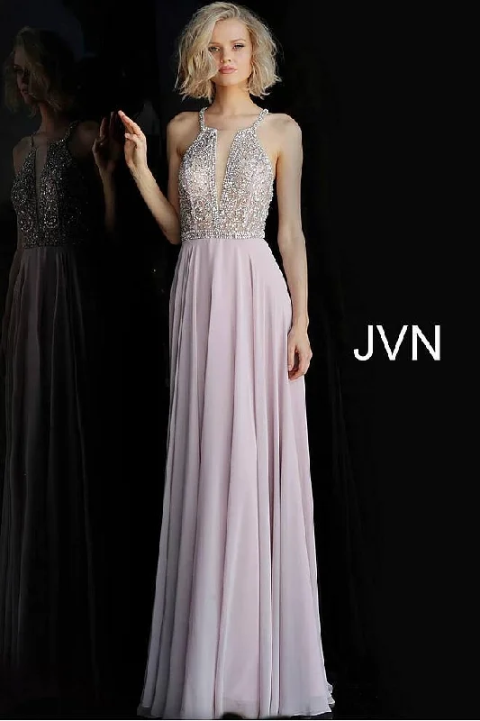 Wedding dresses with a ruched bodice for a textured look Wedding guest dresses with cold - shoulder ruffled sleeves and knee - length hems Jovani 66050 Prom Long Dress