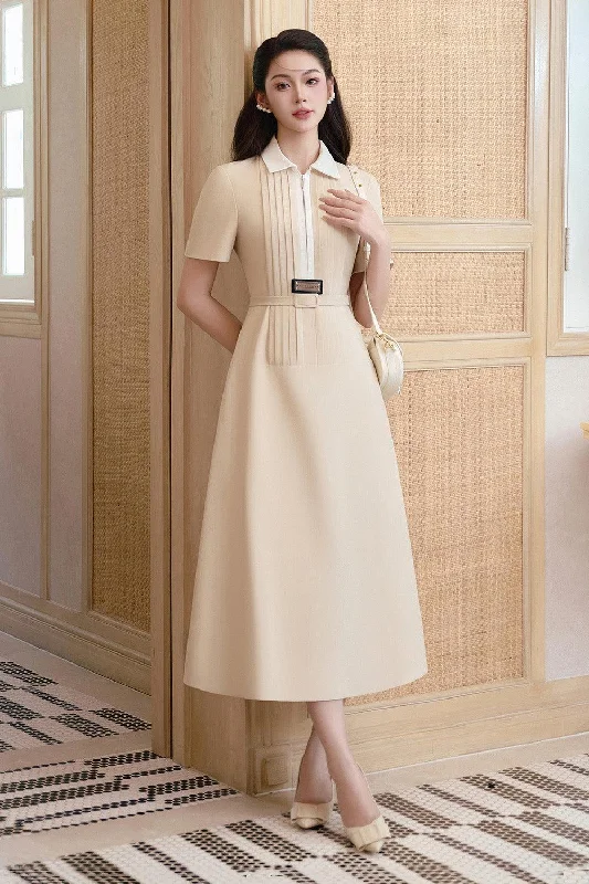 Midi dresses with printed lining for a hidden and stylish detail Betrix A-line Short Sleeved Linen Cotton Midi Dress Midi dresses with printed lining for a hidden and stylish detail Betrix A-line Short Sleeved Linen Cotton Midi Dress
