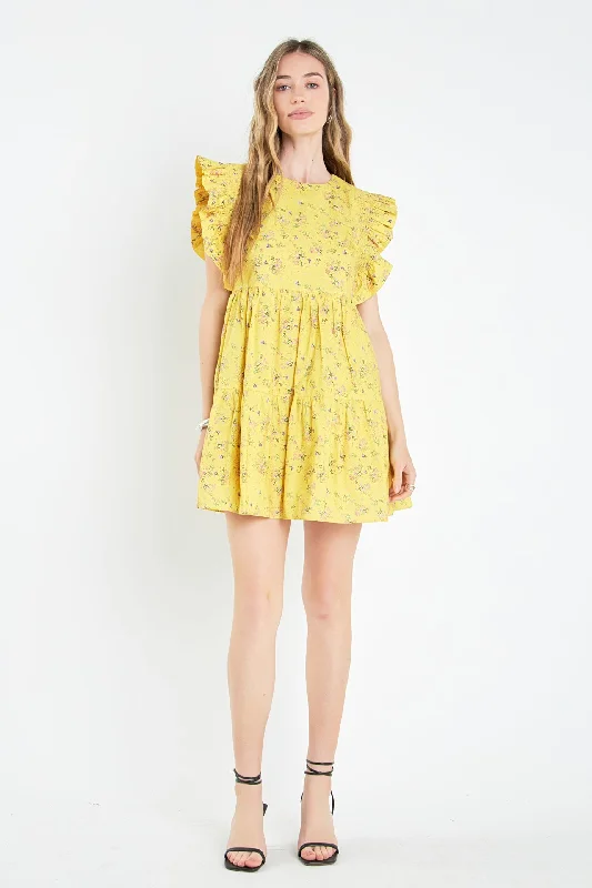 Modal Casual Dresses in Smooth Textures​ Floral Mini Dress with Smocking detail