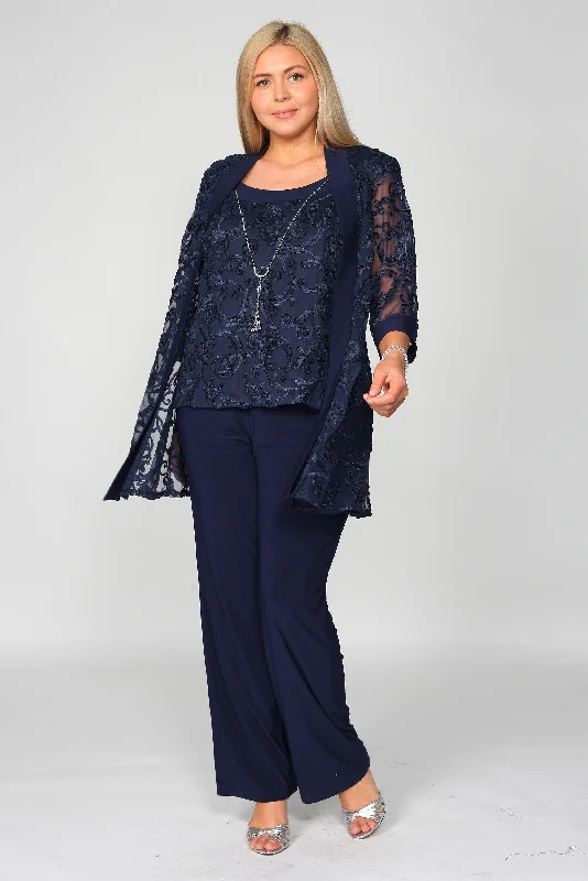 Wedding dresses with a corseted bodice for a cinched waist​ Satin wedding guest dresses with side slits for a sexy touch R&M Richards 5012 Two Piece Formal Jacket Pant Suit