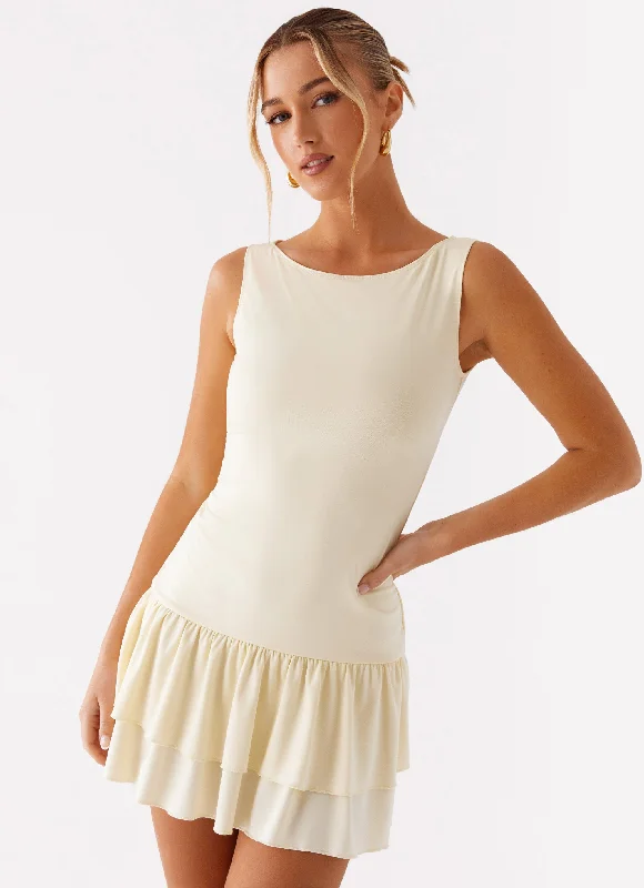Everyday Dress with Peter - pan Collar for a Classic Look​ Rhiannon Frill Mini Dress - Yellow