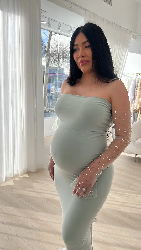 Maternity dress for a gender reveal party Alika Maternity Baby Shower Dress