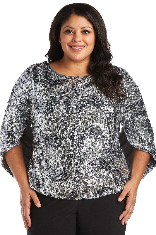 Long sleeve maternity maxi dress for winter R&M Richards 7550W Plus Size One Piece Drape Back Top