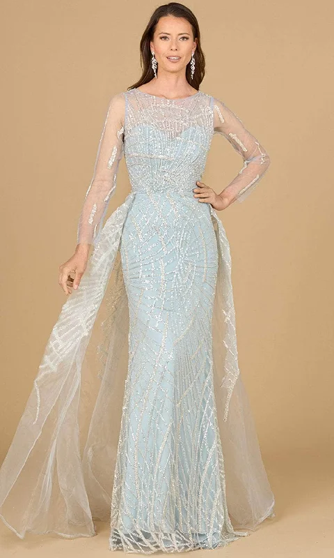 Lace - covered wedding dresses with a scalloped hem​ Wedding guest dresses with fringe accents for a bohemian - inspired wedding Lara Dresses 29146 - Jewel Geometric Beaded Evening Gown