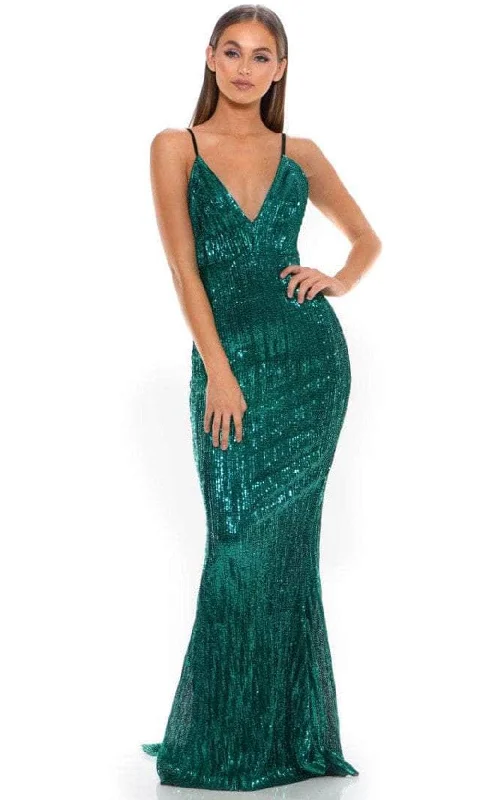 Sheath satin wedding dresses for a sleek appearance​ Midi wedding guest dresses in navy blue for a formal affair Portia and Scarlett GLISTEN - Plunging Back Sheath Prom Dress