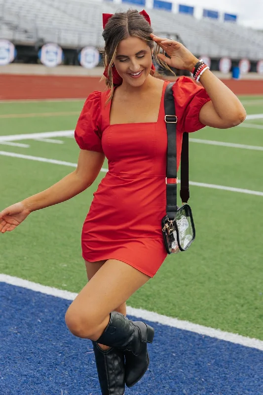Post - Partum Casual Dresses for New Moms​ Game Day Ready Mini Dress - Red - FINAL SALE