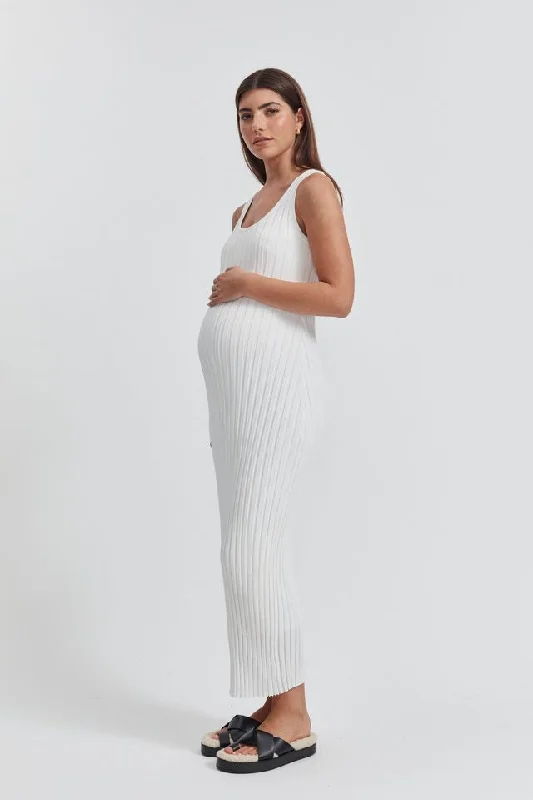 Maternity dress for a baby's first visit to the opera Scoop Neck Luxe Dress (Cream)