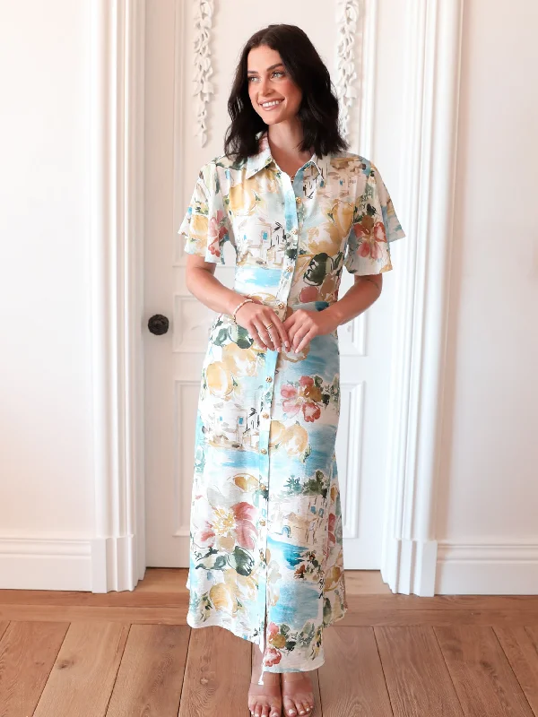 Wrap - style midi dresses in silk for a sophisticated office look Allomere Dress - Multi Floral