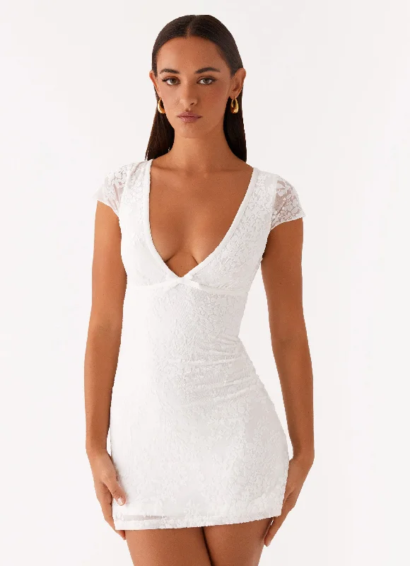 Everyday Dress with Sparkly Sequins for a Touch of Glamour​ Nessa Mesh Mini Dress - White