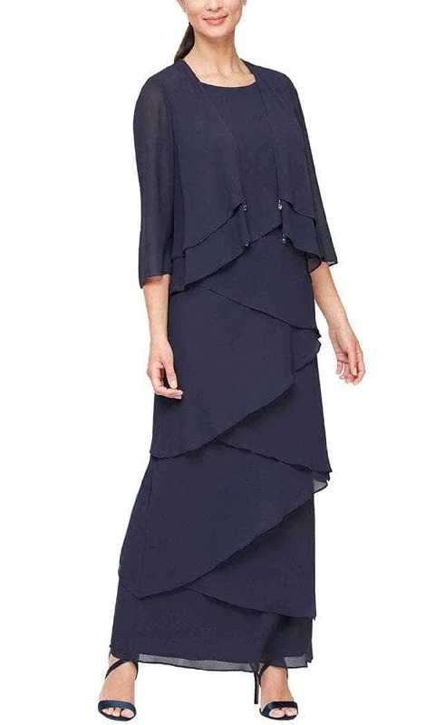 Wedding dresses with a built - in petticoat for added volume​ Wedding guest dresses with patchwork designs for a unique look Alex Evenings - 8192001 Tiered Chiffon Long Dress