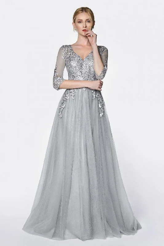 Ball gown style wedding dresses with sweetheart neckline​ A - line cocktail wedding guest dresses in pastel colors Cinderella Divine OC003 Long Sleeve Formal Evening Dress