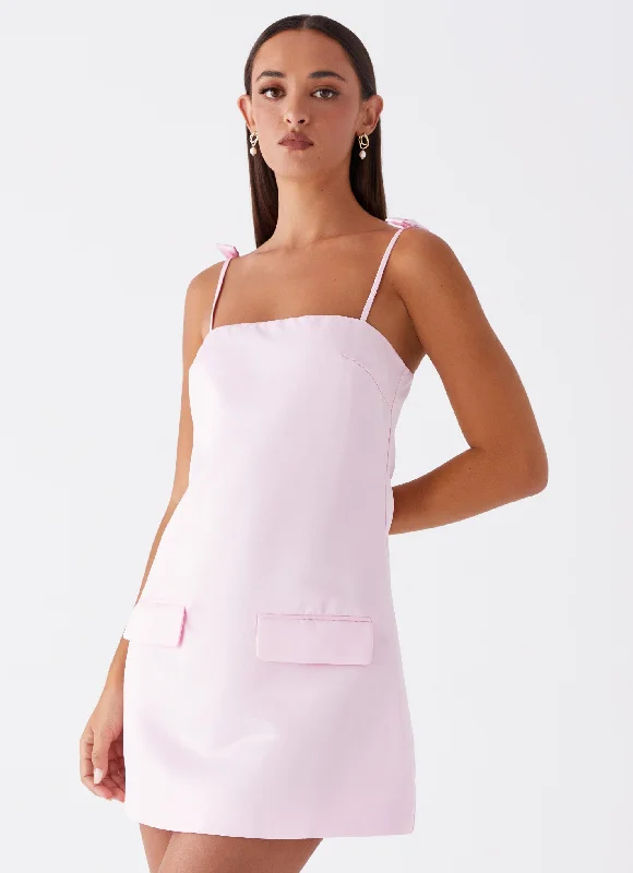 Everyday Dress with Paneled Skirt for a Unique Look​ Sweet Sunday Mini Dress - Pink