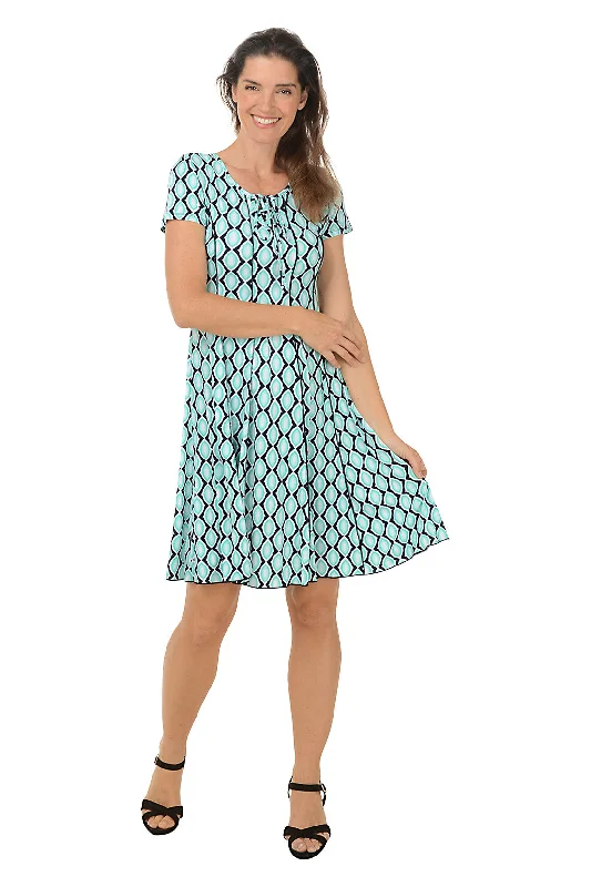 Outdoor Event Casual Dresses in Durable Fabrics​ Marquise Lace-Up Neck Seamed Dress