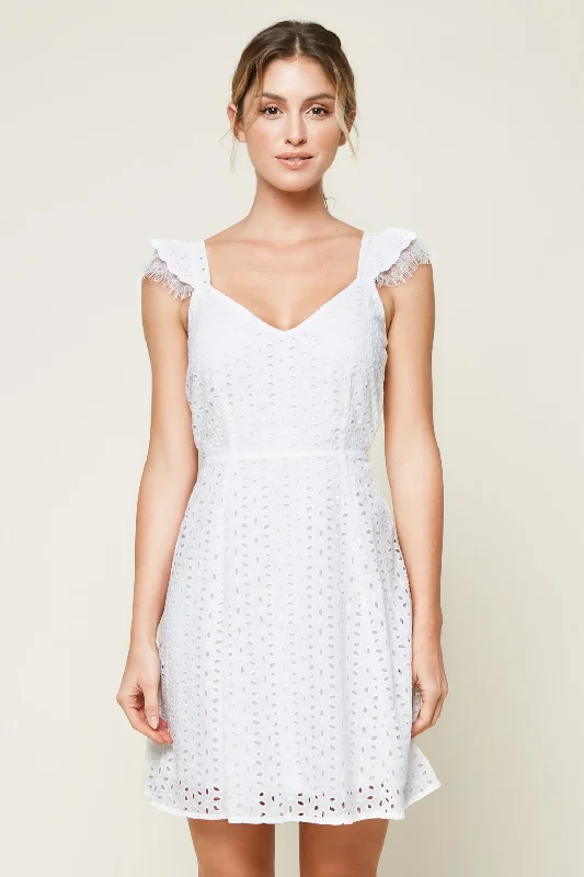 Mini dresses with cut - out details for a trendy look Baby Don't Go Eyelet Mini Dress