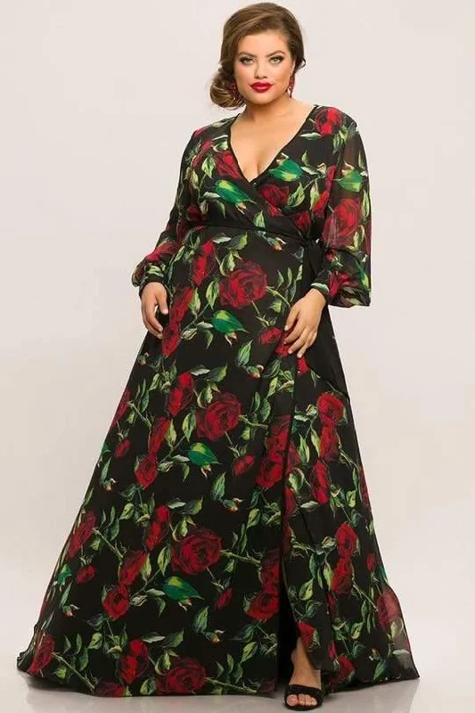Maternity dress for a baby's first visit to the library Sydneys Closet Long Floral Print Formal Dress