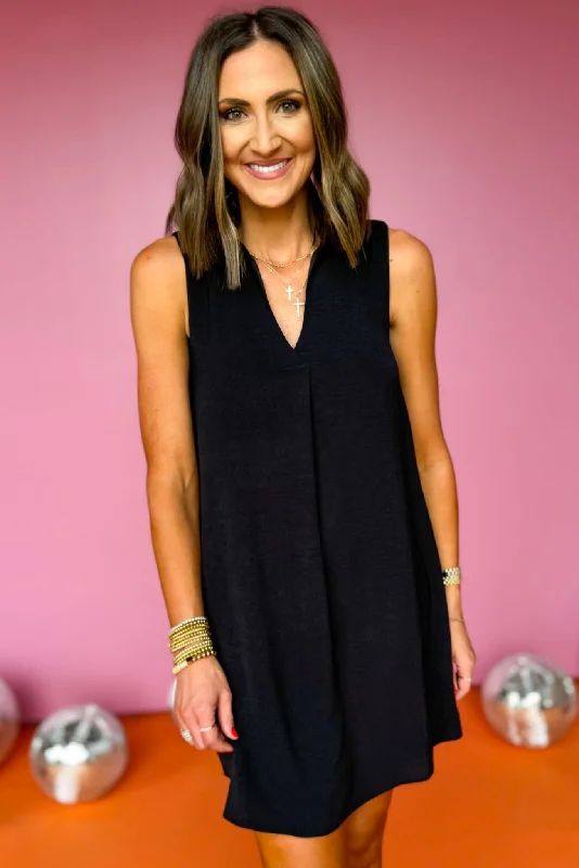 Satin mini dresses for a luxurious feel SSYS The Maggie Sleeveless Collared Crepe Dress In Black