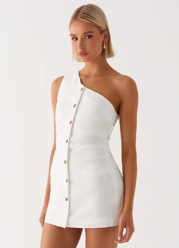  Jordy Linen Mini Dress - White