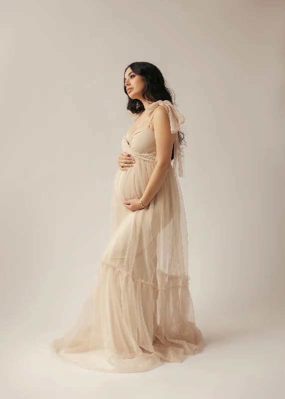 Maternity dress for a baby's first visit to the opera Hannah Gown Sweetheart Top Maternity Dress