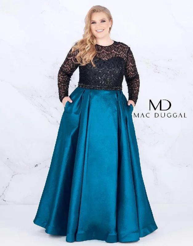 Maternity dress for a baby's first visit to the flower garden Mac Duggal 77473 Fabulouss Long Plus Size Ball Gown