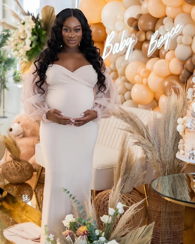 Plus size maternity dress for curvy moms - to - be Krysten Gown Baby Shower Maternity Dress