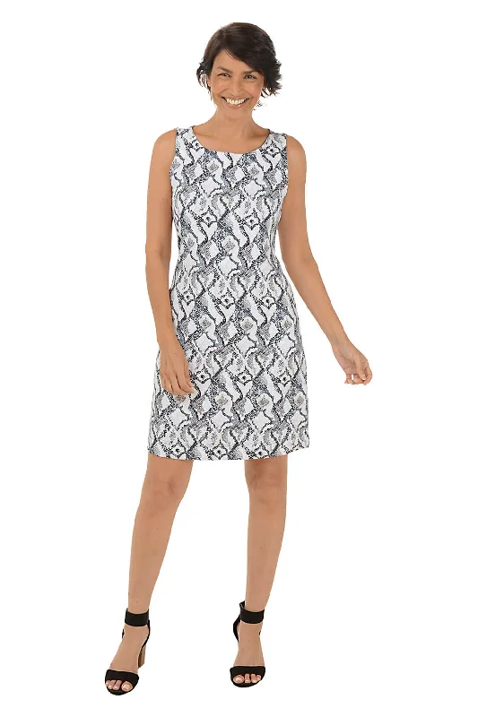 Solid Color Casual Dresses in Earth Tones​ Tan Snake Hearts UPF50+ Sleeveless Shift Dress